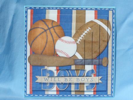Boys Will Be Boys Pyramid Square Card Front Sport Themed by Susan Smith