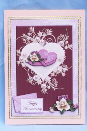 Hearts and Roses in Cream and Burgandy by Susan Smith