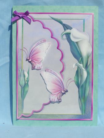 Beautiful Butterflies and Lilies Scalloped Edge Card by Susan Smith