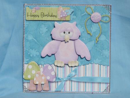 Happy Birthday Owl Card Front + Decoupage by Susan Smith