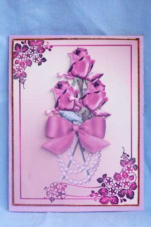 Spray of Dark Red Roses and Pearls by Susan Smith