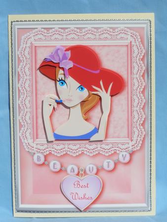 Beauty Red Hat Lady Card Front Decoupage by Susan Smith