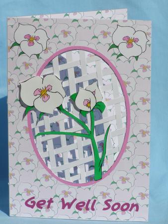 Get Well Soon White Flower - Trellis Card Kit by Susan Smith