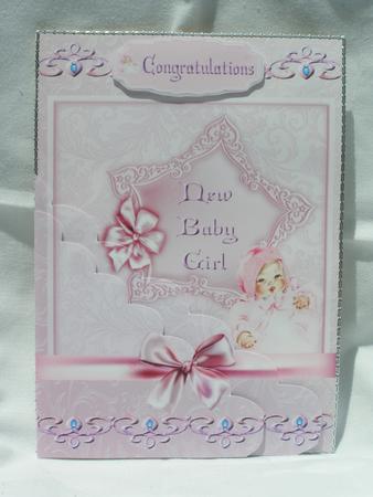 New Baby Girl Pocket Card with Tags by Susan Smith