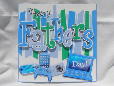 Fathers Day Gadgets Games N Gizmos Quick Card with 3D Decoup by Susan Smith