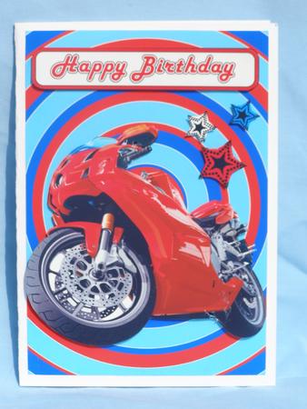 Red Motorbike for Fathers Day or Birthday by Susan Smith