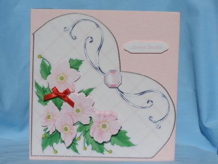 Dogwood Rose Heart Shaped Card Front with Step by Step by Susan Smith