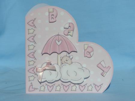 Baby Girl Cut N Fold Heart Shape Card with Step by Step by Susan Smith