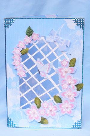 Blue and Pink Flowers - Trellis Card Kit by Susan Smith