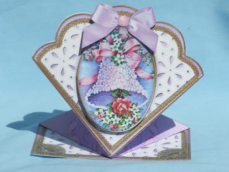 Lilac Floral Bell Anglaise Scallop Spring Decoupage Card by Susan Smith