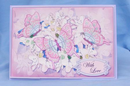 A5 with Love Flowers N Butterfly Scallop Corner Stacker by Susan Smith