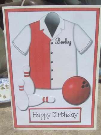 Bowling Decoupage Quick Card Front by Susan Smith
