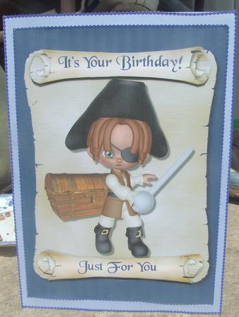 A Pirates Life for Me Decoupage Quick Card Front by Susan Smith