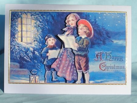Carol Singing at Christmas Decoupage Topper by Susan Smith