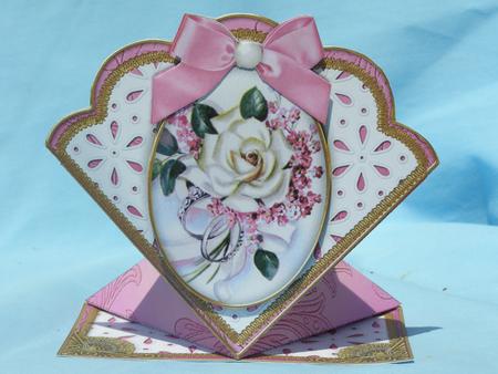 Pink Wedding Rose Anglaise Scallop Spring Decoupage Card by Susan Smith