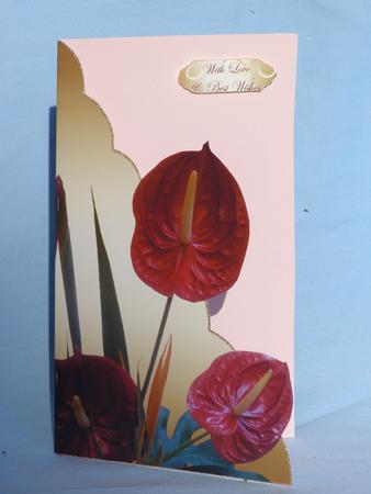 Red Calla Lilies Wavy Edge Cut & Fold Corner Card by Susan Smith