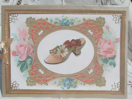 Victorian Ladies Shoe with Flowers Card Topper Featured Gallery Photo