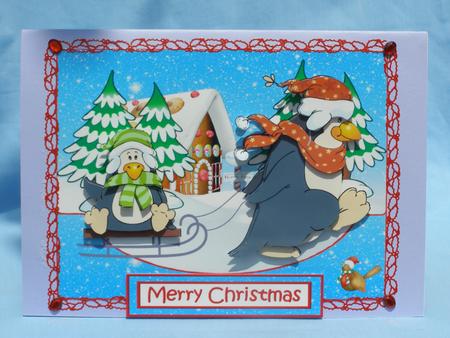 Christmas Penguin Fun Faux Envelope by Susan Smith