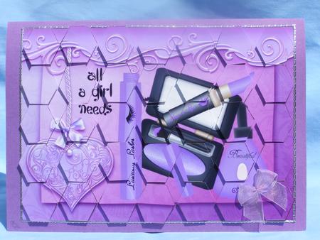 All a Girl Needs Purple Make-up Hexagon Patchoupage by Susan Smith