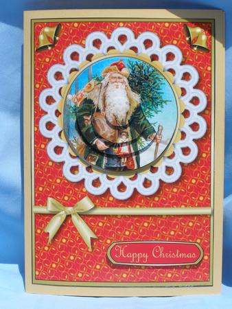 Green Vintage Santa with Lace Pyramid (red) by Susan Smith