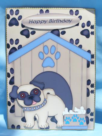 Little Pug with Brown Collar and Kennel by Susan Smith