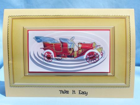Vintage Car Pyramid Card Front by Susan Smith