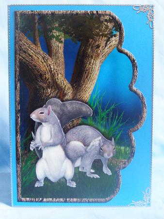 Squirrels in the Woods Scallope Edge Curve Card by Susan Smith