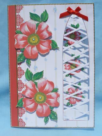 Vintage Red Flowers Side Trellis Card by Susan Smith
