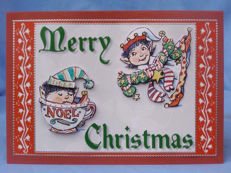 Cute Christmas Pixies Decoupage by Susan Smith