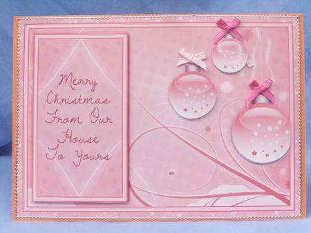 Pink Star Ornament Christmas Card by Susan Smith