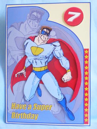 Superhero Shaped Birthday Card (blue) - A5 by Susan Smith