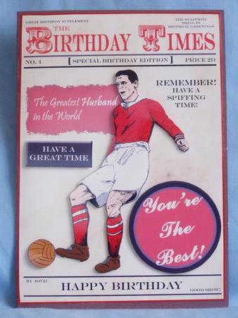Retro Footballer (husband's Birthday) - A5 by Susan Smith
