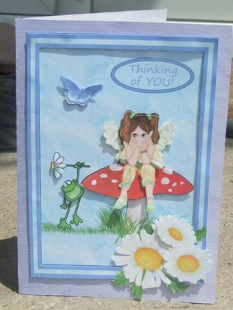 Frog and Faiiry Thinking of You - Card Front with Decoupage by Susan Smith