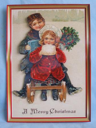 Sledging at Christmas Decoupage Topper by Susan Smith