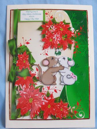 Poinsettia and Two Romantic Mice by Susan Smith