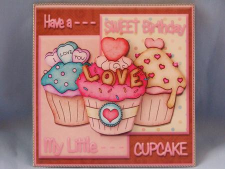 Have a Sweet Birthday My Little Cupcake Card Front + Decoupa by Susan Smith