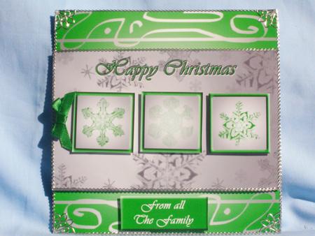 Snowflakes (green & Silver) - 6in x 6in by Susan Smith