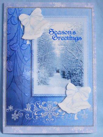 Season's Greetings Blue Winter Landscape by Susan Smith