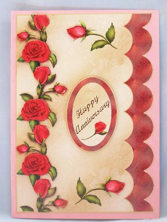 Red Rose Double Scalloped Card Front by Susan Smith