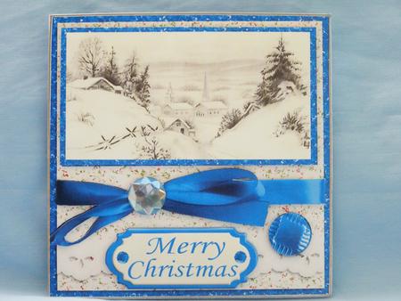 Vintage Snow Scene Christmas Blue Colour Theme by Susan Smith