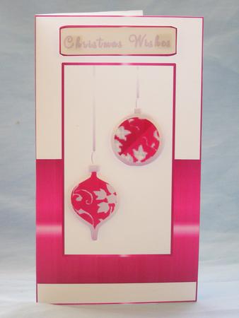 Red and Gold Christmas Bauble Card by Susan Smith