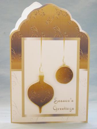 Gold Christmas Bauble Card by Susan Smith