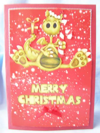 Cute and Fun Dragon Christmas Card by Susan Smith