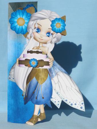 Pretty Little Fairy Teardrop Card in Blue by Susan Smith