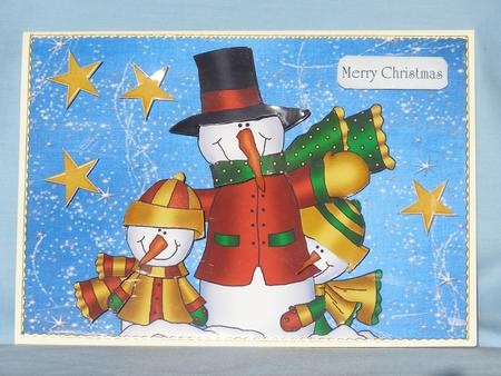 Family of Snowmen on Starry Backing Paper by Susan Smith