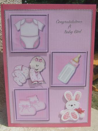 Baby Girl Decoupage Quick Card Front by Susan Smith