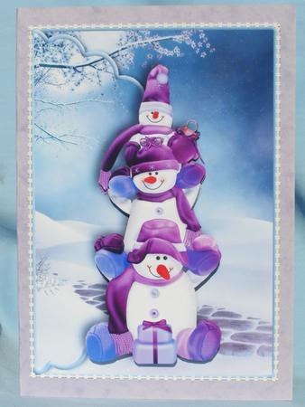 Snowman Totem Card Front with Decoupage by Susan Smith