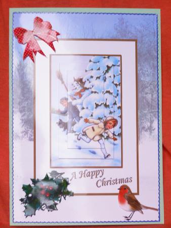 Vintage Chasing Snowman Winter Scene by Susan Smith