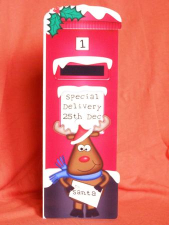 Large Dl Xmas Rudolph Postbox Shaped Card by Susan Smith