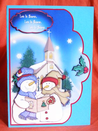 Carol Singing Snowmen Scallop Card and Step by Step by Susan Smith